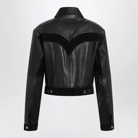 Versace Slim black leather blouson