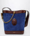 Versace Small Pivot bucket bag in suede and leather blue