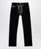 Versace Straight-leg denim and leather jeans in black