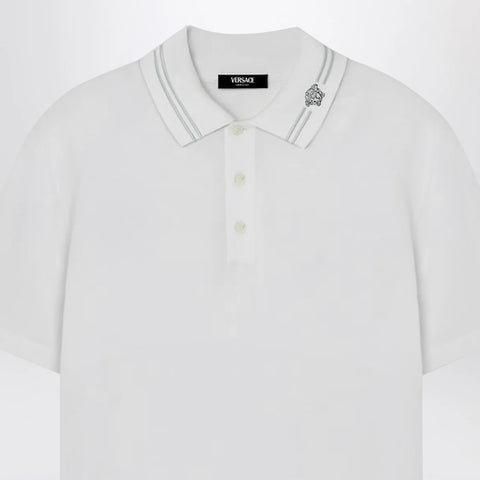 Versace White polo shirt with Medusa embroidery