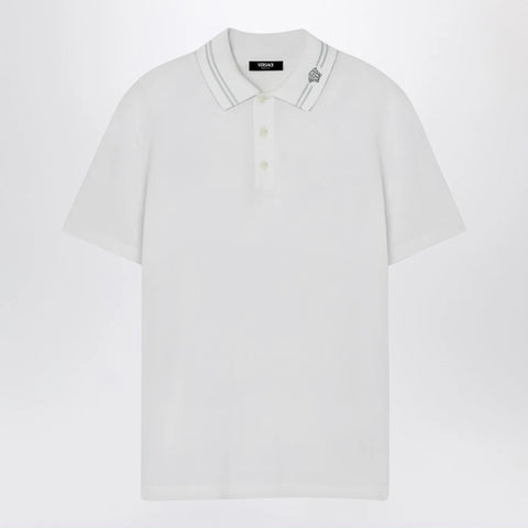 Versace White polo shirt with Medusa embroidery