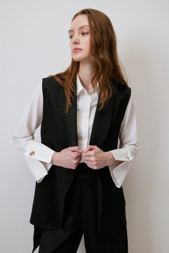 Vest Trouser Satin Set Black-Set-Touché-S-Black-Urbanheer