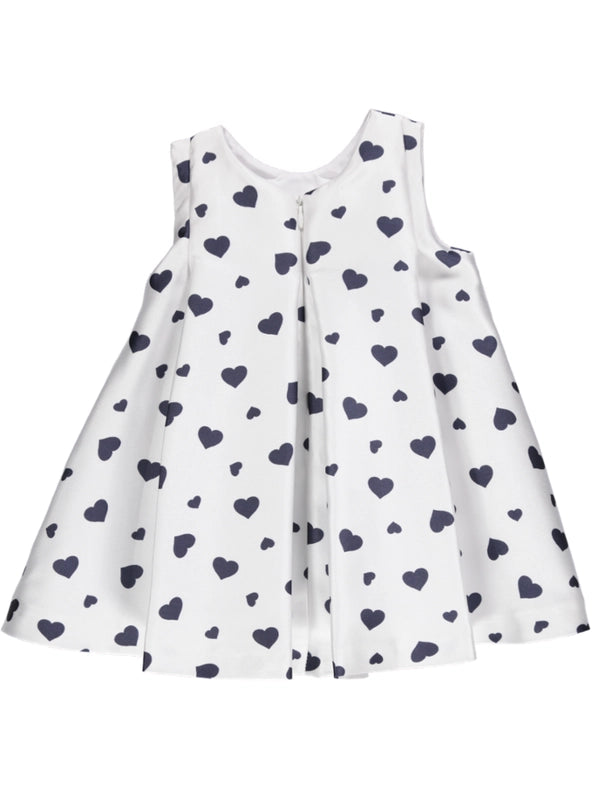 Vestido Com Corações Azuis Marinho E Laço Azul Marinho-Dress-Piccola Speranza-12M-white-Urbanheer