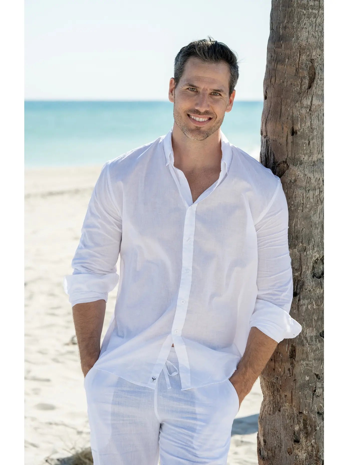 Vi Men's Natural Cotton Roll-Up Sleeve Shirt