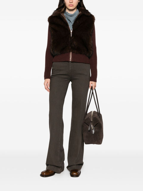 Via Masini 80 Wool Flared Leg Trousers