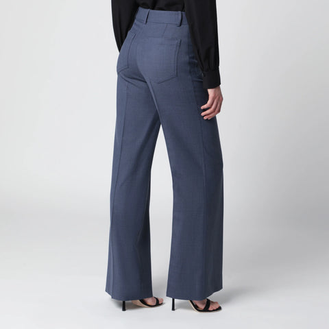 Victoria Beckham Alina trousers in blue mélange wool blend