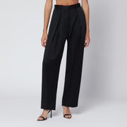Victoria Beckham Black pleated trousers in crêpe satin