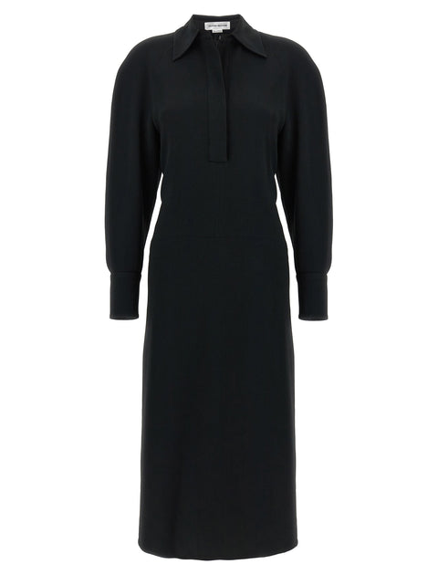 Victoria Beckham Long Sleeve Polo Collar Midi Dress