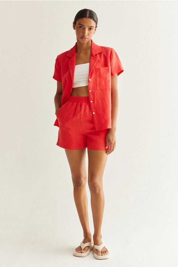 Victoria Linen Two Piece Set-Set-Crescent-XS-POPPY-Urbanheer