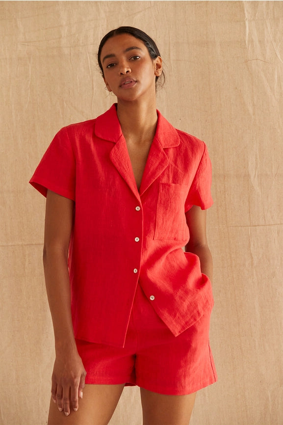 Victoria Linen Two Piece Set-Set-Crescent-XS-POPPY-Urbanheer