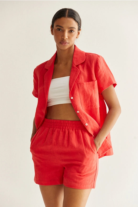 Victoria Linen Two Piece Set-Set-Crescent-XS-POPPY-Urbanheer