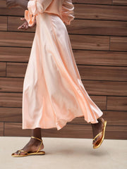 Victoria Silk Skirt Peach-Skirt-Bel Cashmere S.C.-S-Peach-Urbanheer