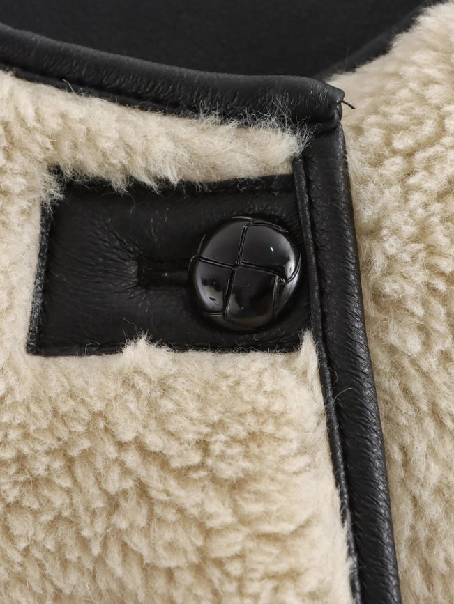 Vintage Elegant Patchwork Plush Jacket-Jacket-Rosa Clothing-S-White-Urbanheer