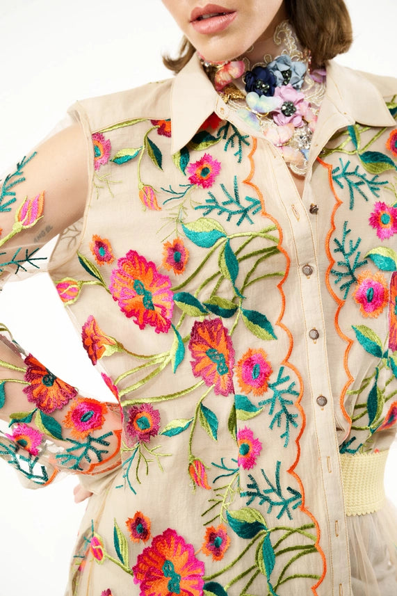 Vintage Tulips Shirt-Shirt-Aratta-XS-Beige tulip-Urbanheer