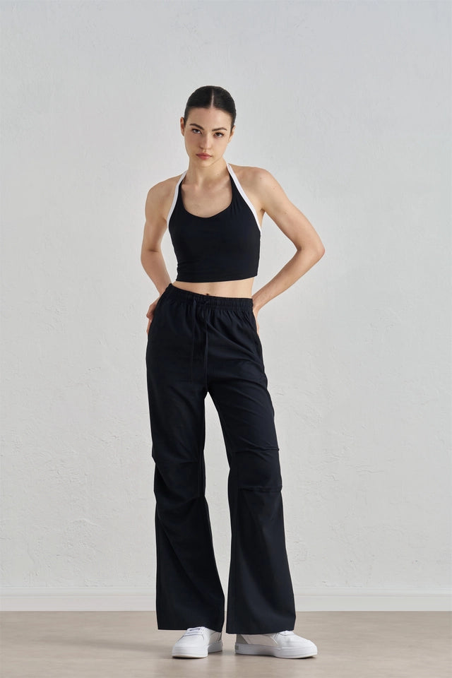 Viola Color Contrast Triangle Strap Back Sports Bra Black-Sports Bra-91thelabel-S-Black-Urbanheer