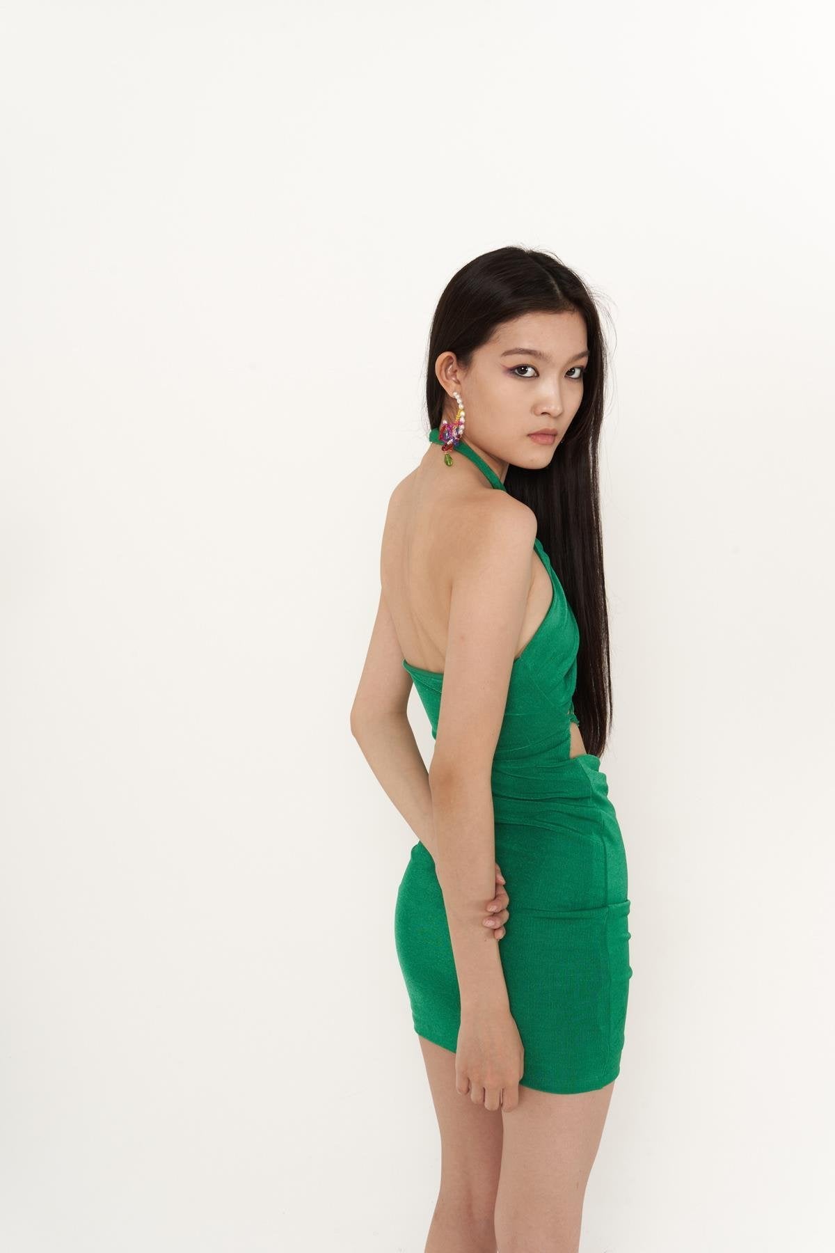 Viola Green Gathered Mini Bodycon Dress-Bodycon Dresses-Buy Me Fur Ltd-Green-S-Polyester - Elastane Blend-Urbanheer