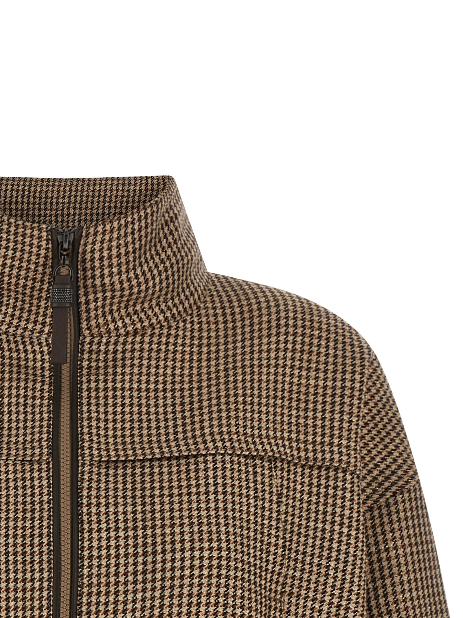 Virgin Wool Zip-Up Jacket with Lamé Yarn