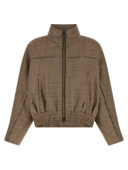 Virgin Wool Zip-Up Jacket with Lamé Yarn