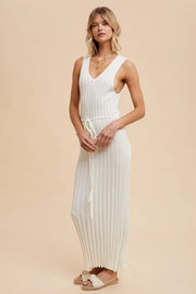 Viscose Blend Ribbed Knit Dress IVORY-Dress-In Loom-S-Urbanheer