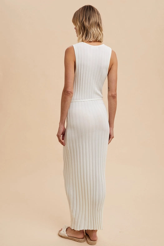 Viscose Blend Ribbed Knit Dress IVORY-Dress-In Loom-S-Urbanheer
