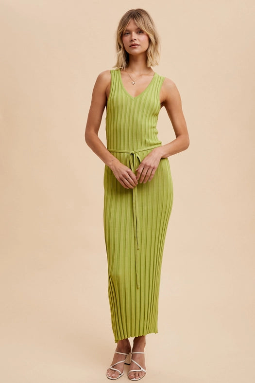 Viscose Blend Ribbed Knit Dress PISTACHIO-Dress-In Loom-S-Urbanheer