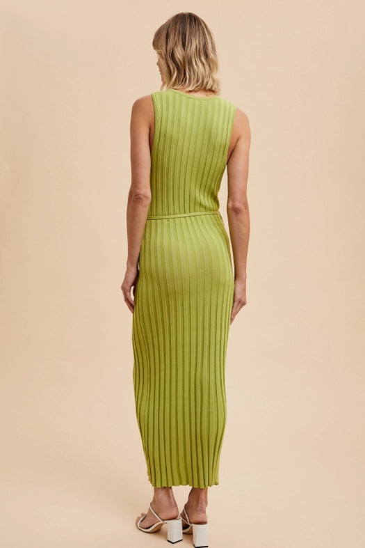 Viscose Blend Ribbed Knit Dress PISTACHIO-Dress-In Loom-S-Urbanheer