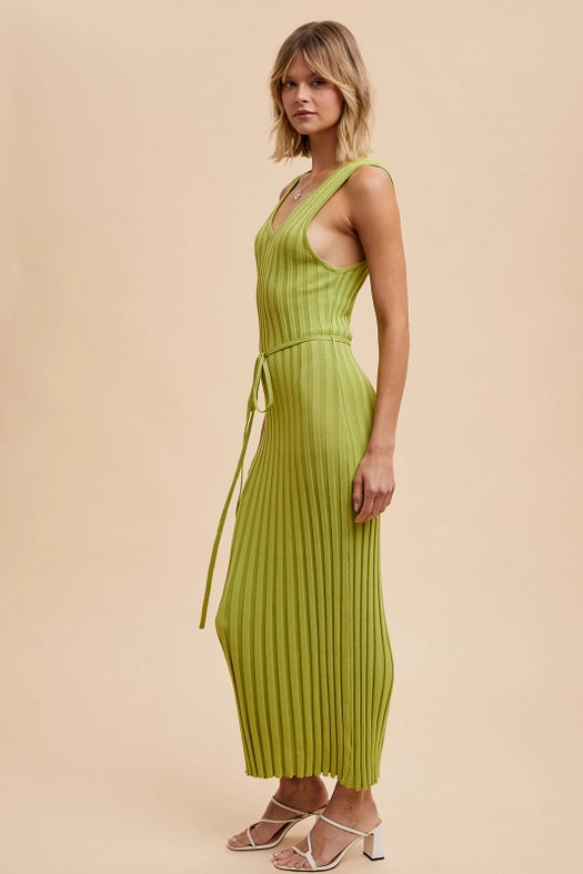 Viscose Blend Ribbed Knit Dress PISTACHIO-Dress-In Loom-S-Urbanheer