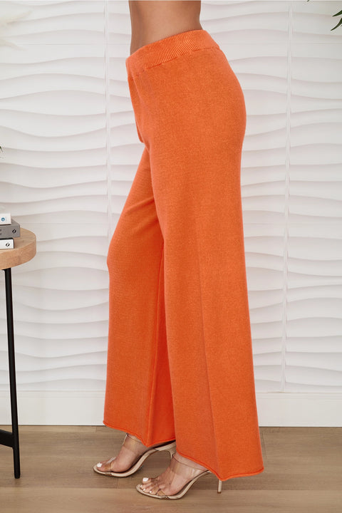 Viscose Knit Flared Pants - Orange