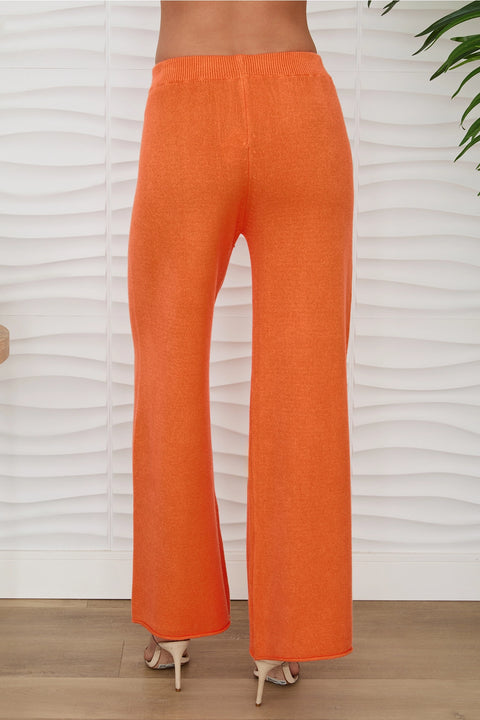 Viscose Knit Flared Pants - Orange