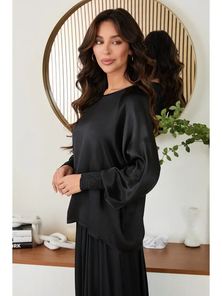 Viscose Long Sleeve with Smoked Cuff Black-Shirt-MILIO MILANO-XS-Black-Urbanheer
