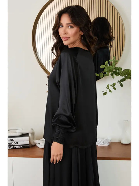 Viscose Long Sleeve with Smoked Cuff Black-Shirt-MILIO MILANO-XS-Black-Urbanheer