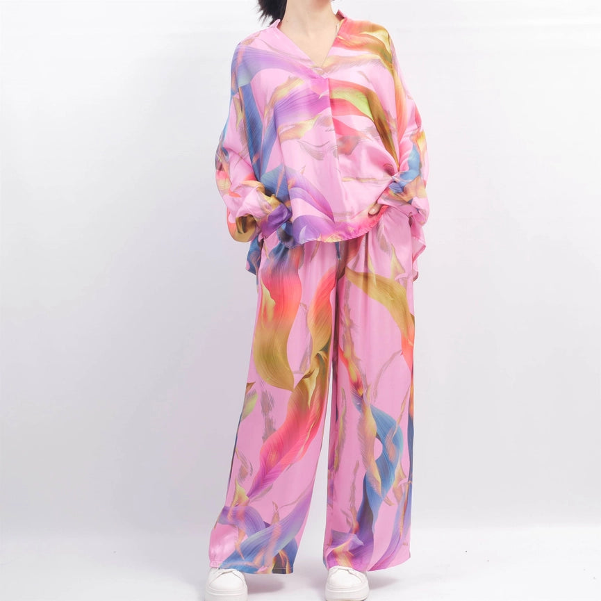 Viscose Patterned Trousers-Trousers-Cecile Wang-Beige-Urbanheer