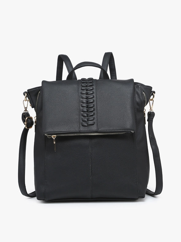 Vivian Distressed Convertible Backpack-Backpack-Jen & Co.-Black-Length: 13 inches -Height: 15 inches -Depth: 4.5 inches-Urbanheer