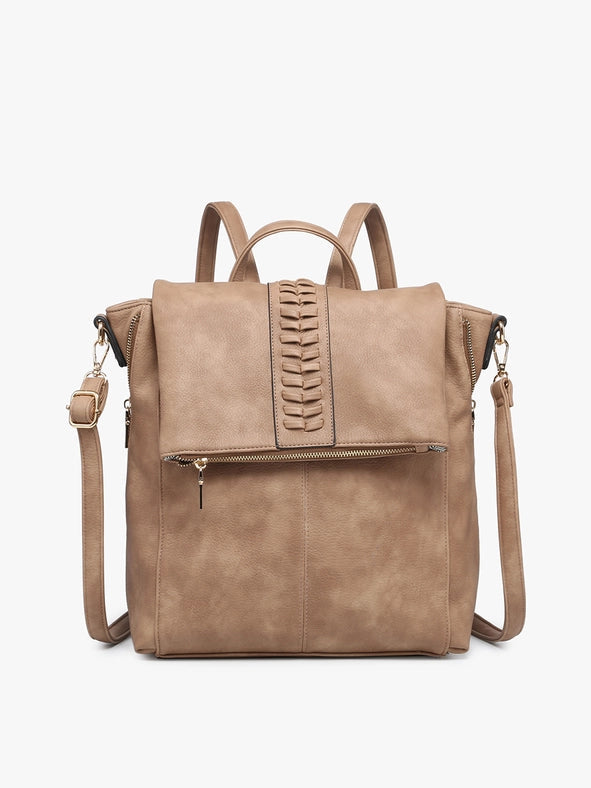 Vivian Distressed Convertible Backpack-Backpack-Jen & Co.-Tan-Length: 13 inches -Height: 15 inches -Depth: 4.5 inches-Urbanheer