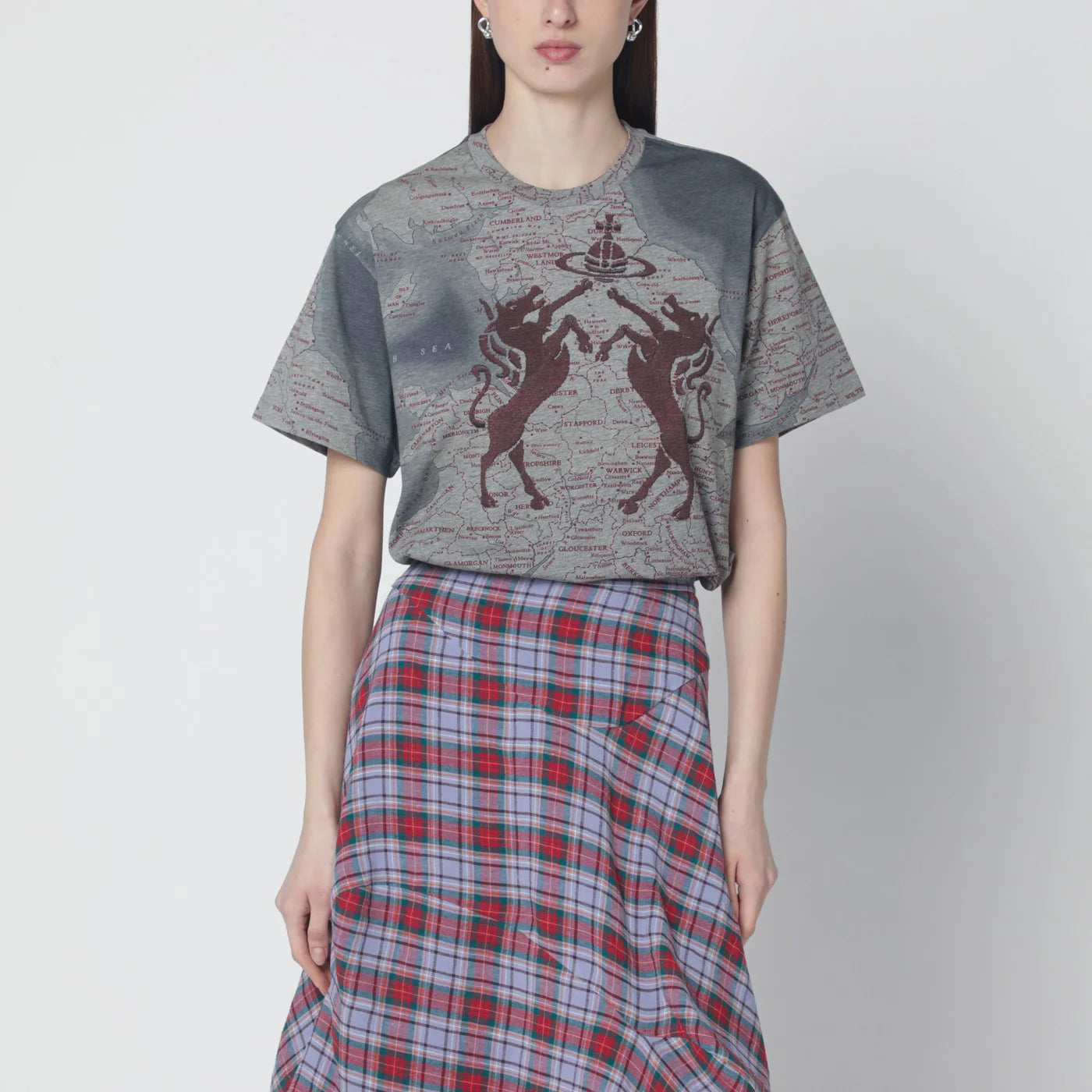 Vivienne Westwood Grey mélange T-shirt with logo print