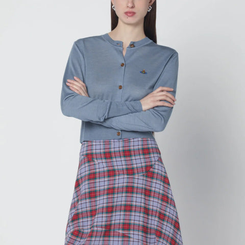 Vivienne Westwood Ice-blue cropped wool and silk cardigan