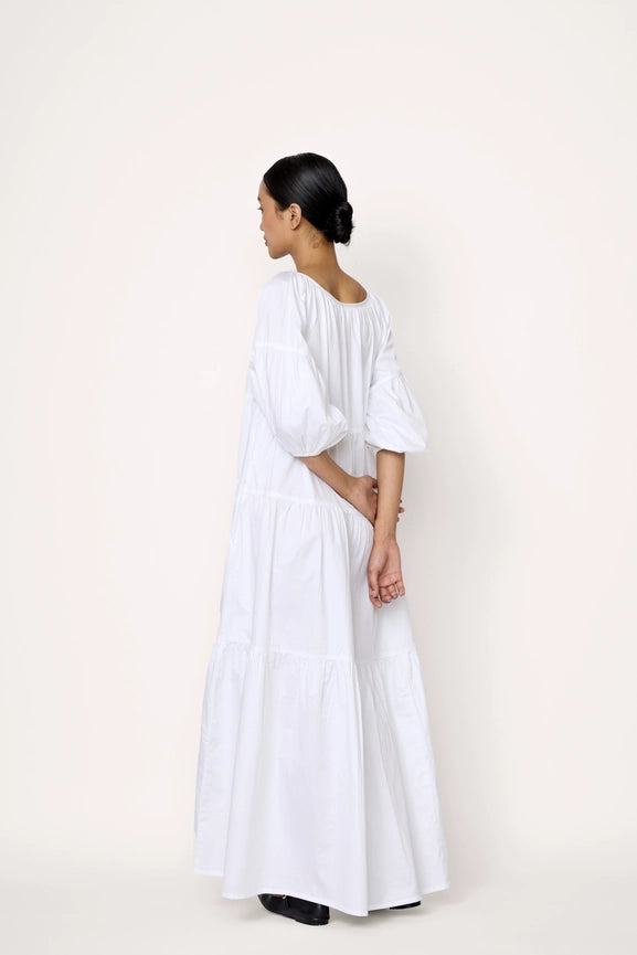 Voluminous Tiered Maxi Dress - White-Dress-LAUDE the Label-S-White-Urbanheer