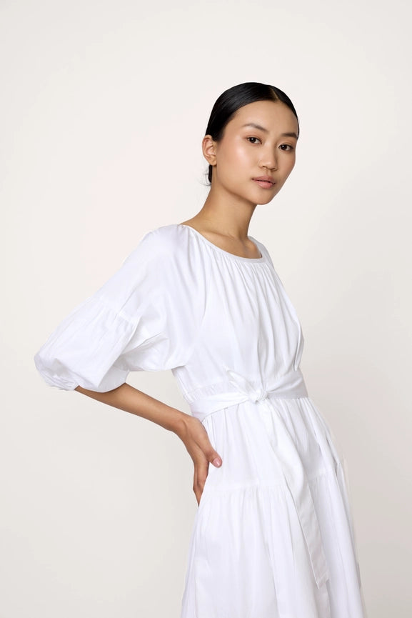 Voluminous Tiered Maxi Dress - White-Dress-LAUDE the Label-S-White-Urbanheer