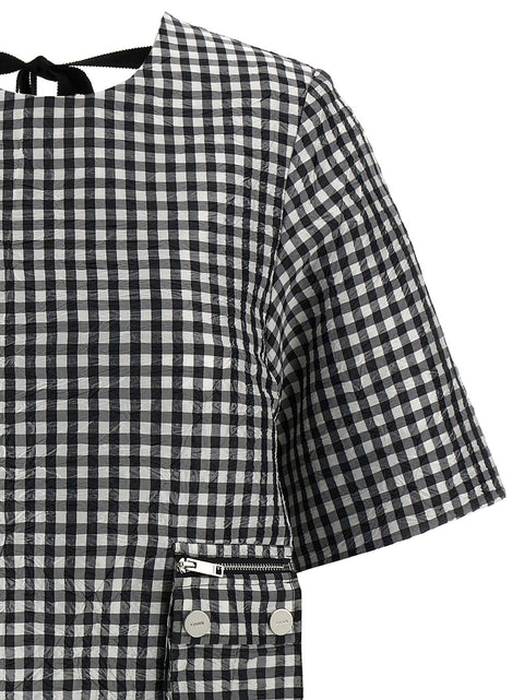 Ganni Crinkled Check Mini Dress