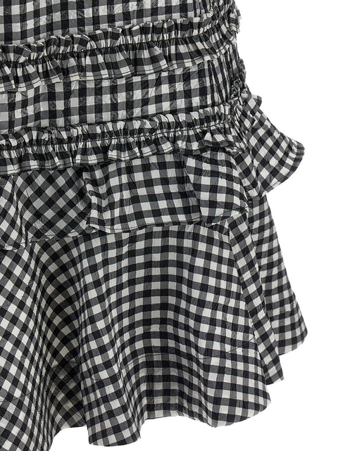 Ganni Crinkled Check Mini Dress