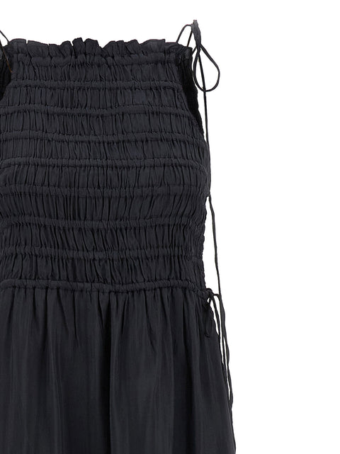 Ganni Black Smock Tie Dress