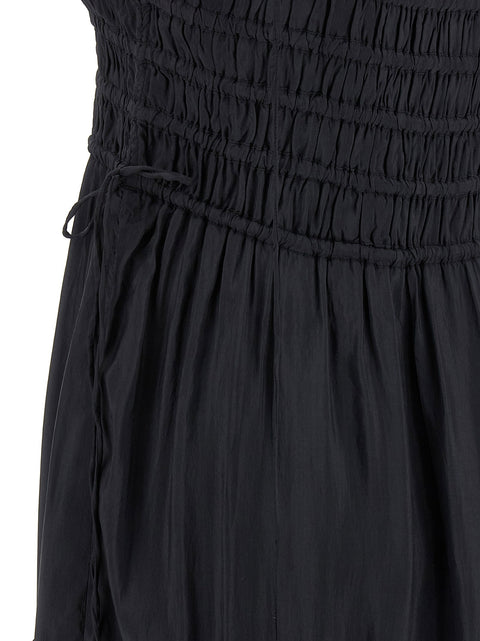 Ganni Black Smock Tie Dress