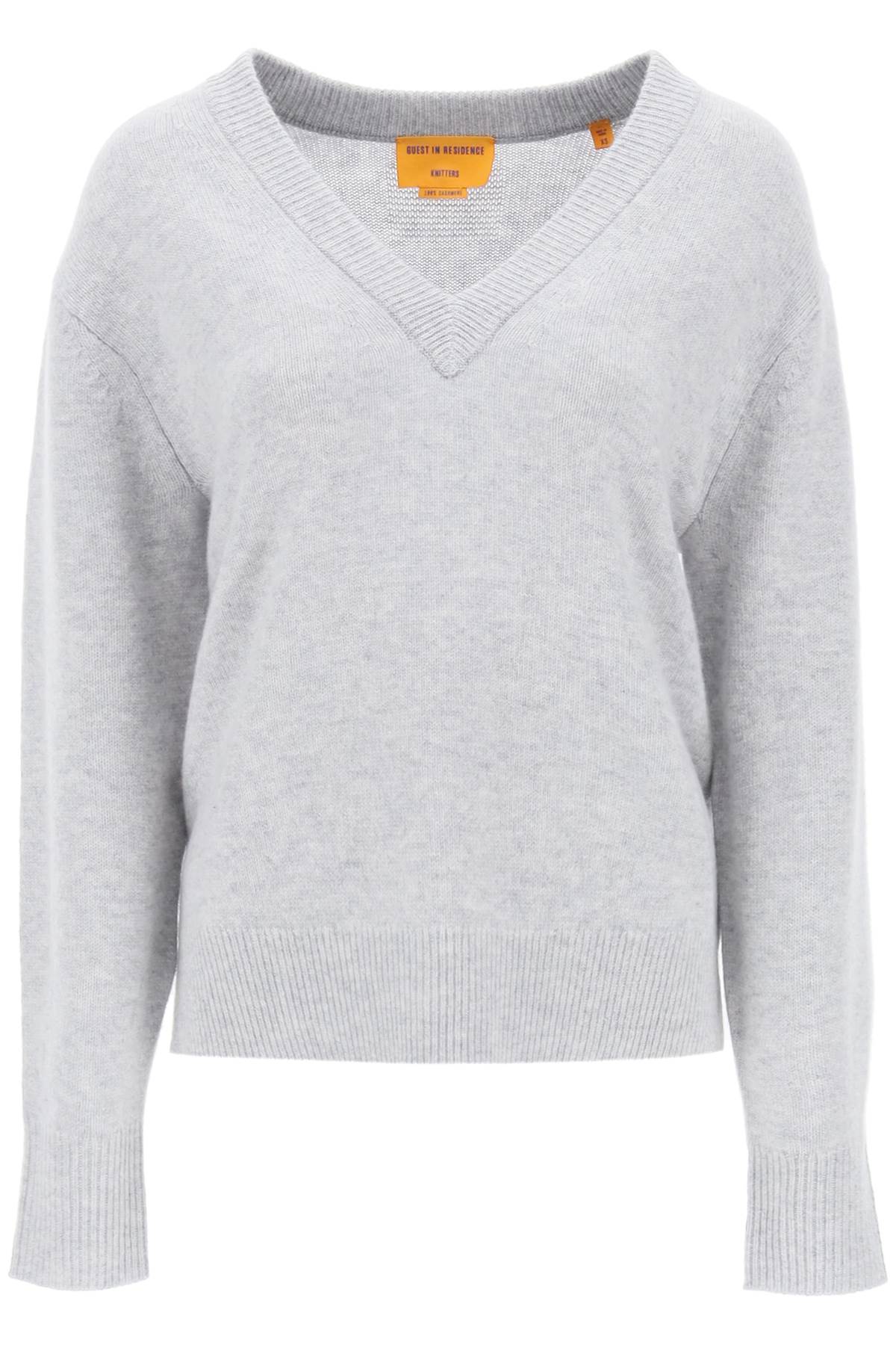 Guest In Residence The V Cashmere Sweater Grey-GUEST IN RESIDENCE-Grey-S-Urbanheer
