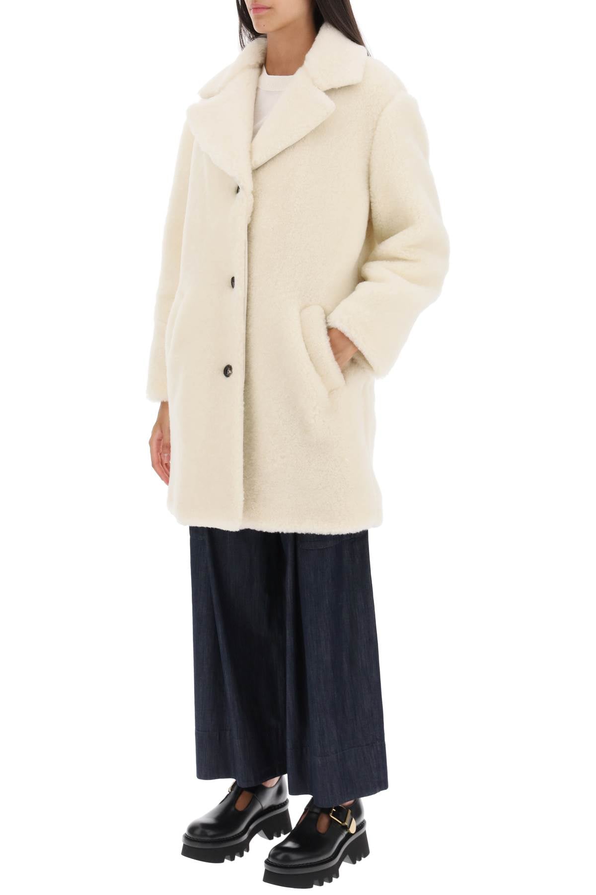 A.P.C. 'Nicolette' Teddy Coat-A.P.C.-White-36-Urbanheer