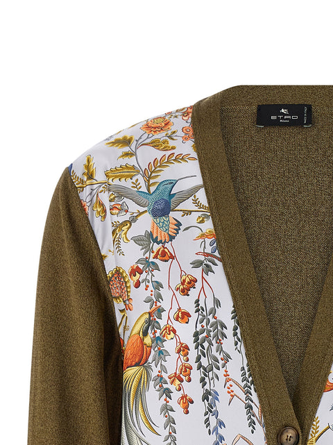 Etro Paisley Silk Insert Cardigan
