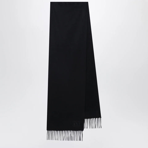 Max Mara Cashmere stole with Monogram embroidery in black