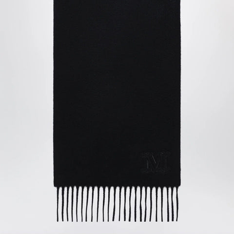 Max Mara Cashmere stole with Monogram embroidery in black