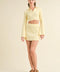 Waffle Knit Bell Sleeve Top And Skirt Set Yellow-Set-Kimberly C-S-Urbanheer
