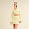 Waffle Knit Bell Sleeve Top And Skirt Set Yellow-Set-Kimberly C-S-Urbanheer