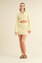 Waffle Knit Bell Sleeve Top And Skirt Set Yellow-Set-Kimberly C-S-Urbanheer